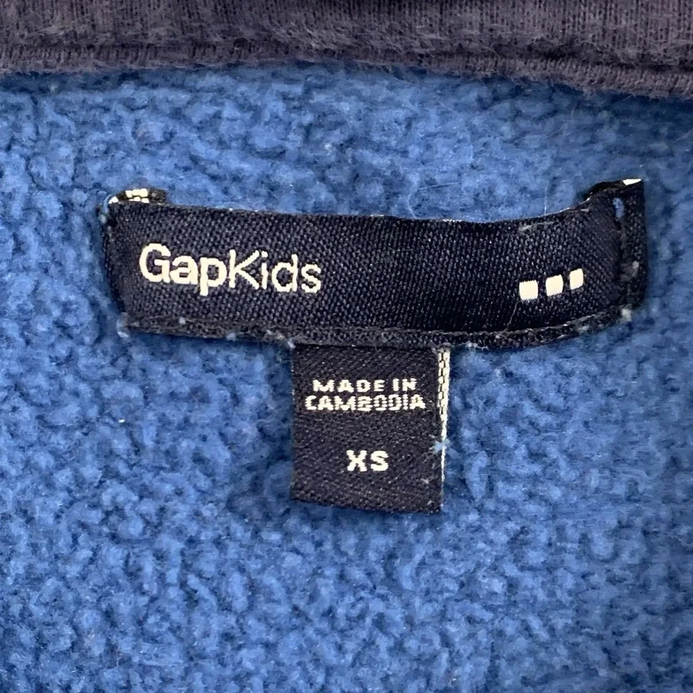 Gap Kids Boy's Baltic Blue‎ Logo Hoodie XS 4-5 Fleece Pullover Kangaroo Pocket
